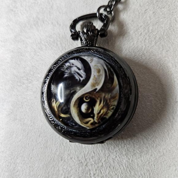 Black Silver Dragon Pocket Watch - Picture 2 of 11